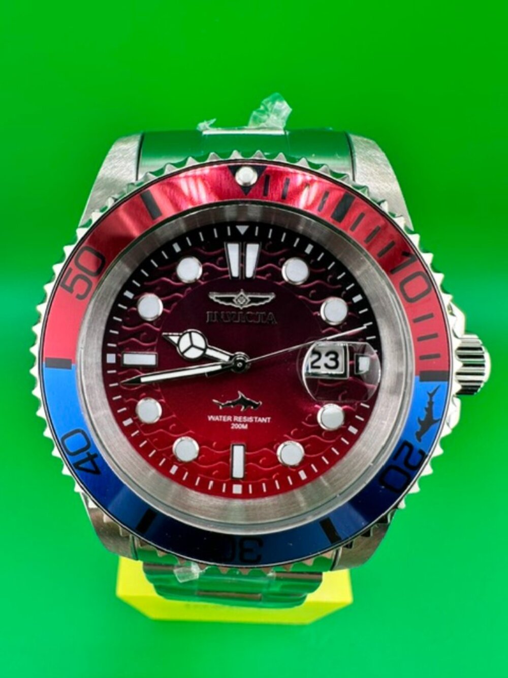 50902 - Invicta Pro Diver Men's Watch 42mm Steel Tone Case Blue+Red Metal Dial S
